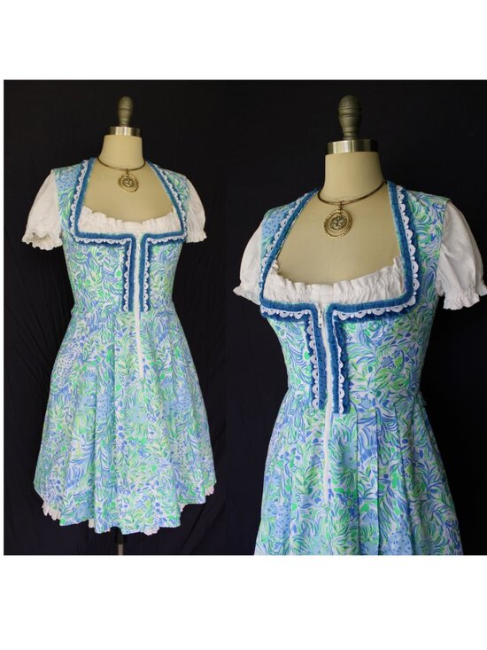 Lilly Pulitzer Dresses & Skirts - Custom Lilly Pulitzer trachten German Bavarian Dirndl corset dress crochet lace